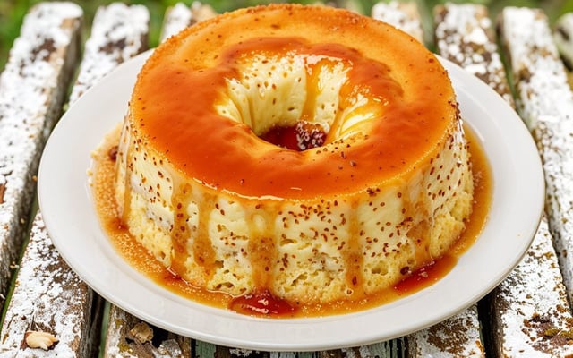 Pudim de pão com leite condensado