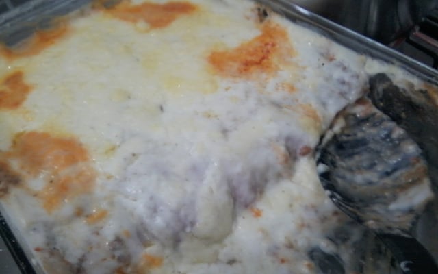 Lasanha ao molho bolonhesa e molho branco