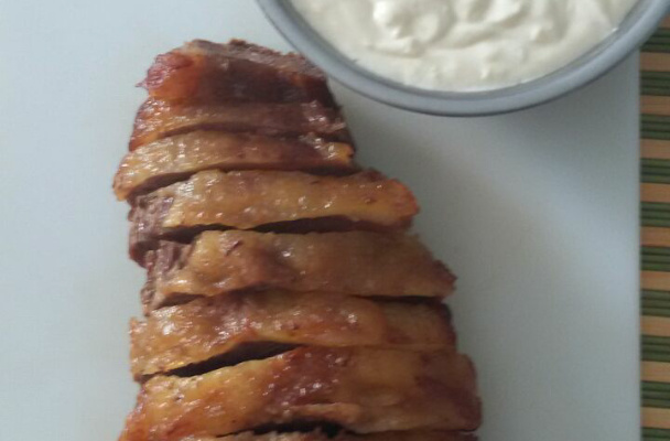 Picanha assada com creme parmesão