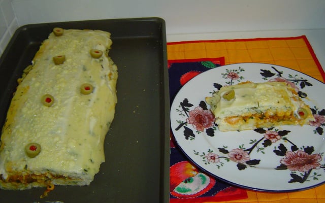 Rocambole de arroz cozido do Lúcio Cezar