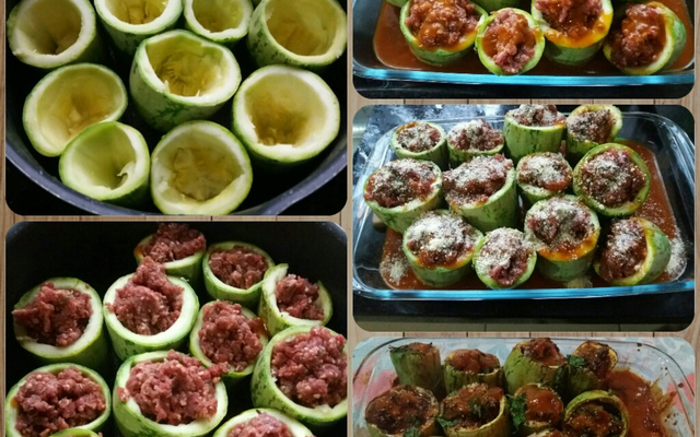 Abobrinha recheada com carne moída