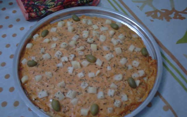 Pizza de frango com palmito