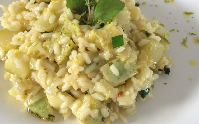 Risoto de abobrinha e limão siciliano