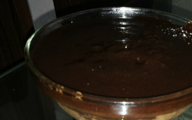 Bolo de caneca de chocolate com calda - light