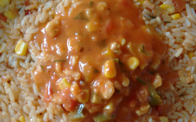 Risoto de camarão com leite de coco