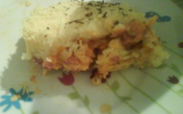 Escondidinho de batata com recheio de pizza