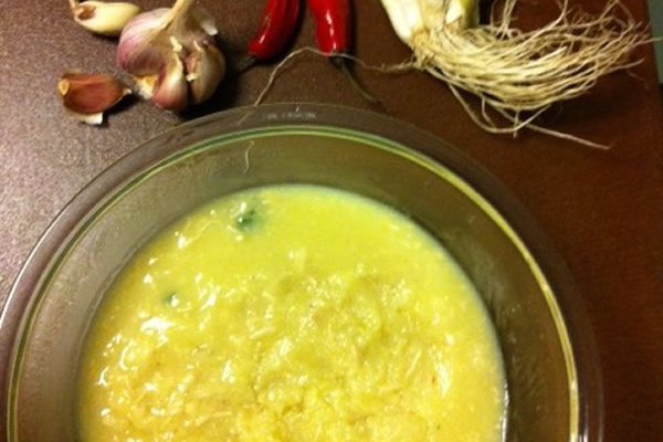 Creme de frango e mandioquinha (batata barôa)