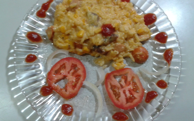 Risoto de charque com salsicha