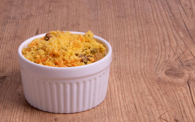 Farofa de jerimum vermelho com farofa tradicional Yoki