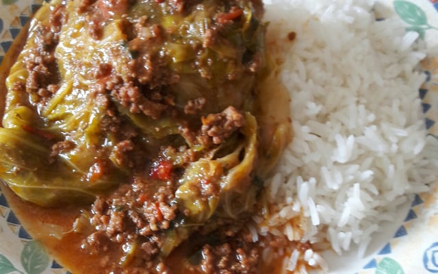 Carne moída com repolho na pressão