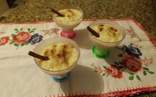 Arroz doce com leite condensado e coco