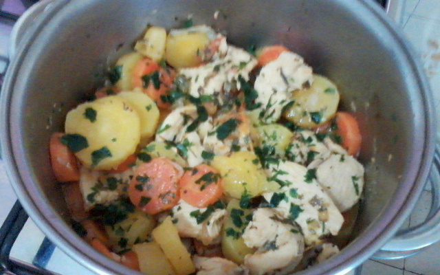 Frango cremoso com mandioquinha