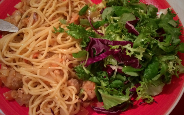 Macarrão com linguiça