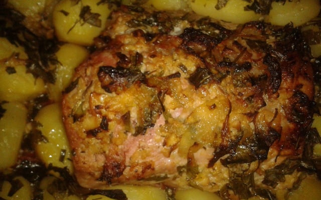 Pernil ao forno com batata