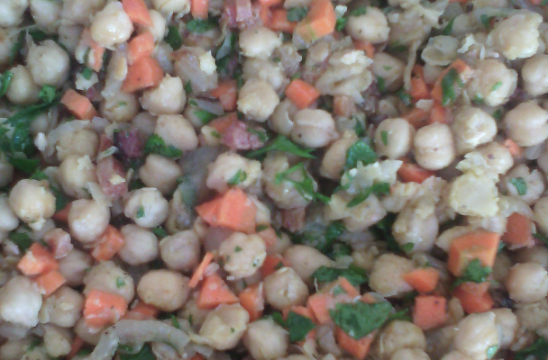 Grão-de-bico com bacon