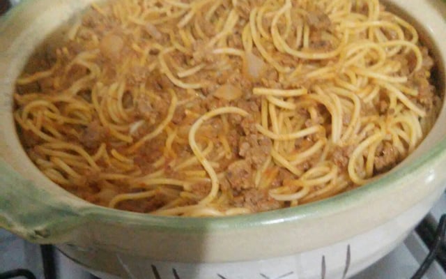 Macarrão com carne moída