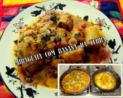 Peixe miraguaia com banana da terra