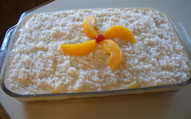 Bolo gelado de pêssego