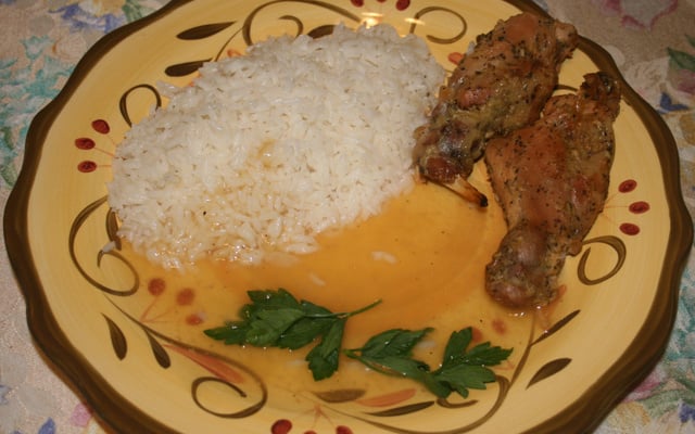 Coelho assado ao molho de laranja