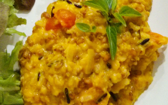 Risoto de abóbora e manjeircão