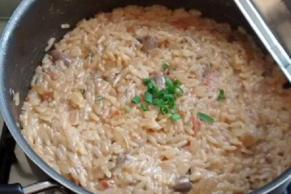 Risoto de coração de galinha