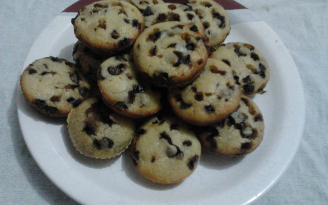 Muffins de baunilha e chocolate