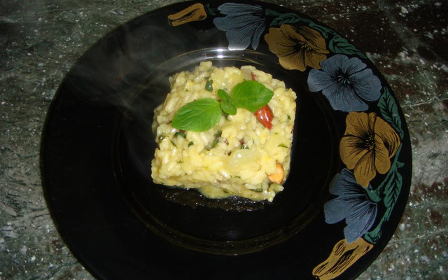 Risoto cítrico com amêndoas