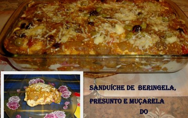 Sanduíche de berinjela, presunto e muçarela do Lúcio Cezar