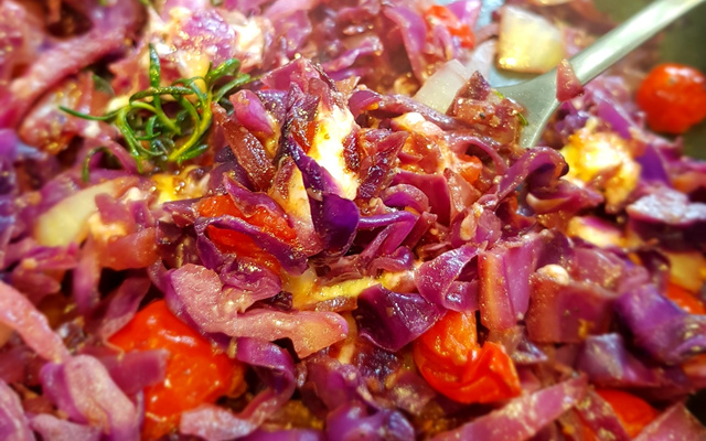 Repolho roxo aos 2 queijos