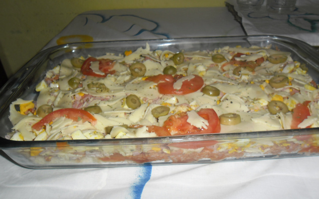 Pizza de pão de forma cremosa