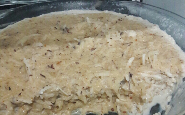 Arroz doce com coco e paçoca