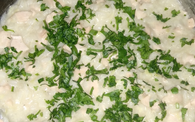 Risoto de salmão à moda do chef