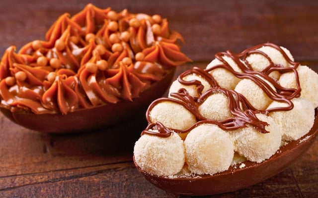 Ovo de Páscoa de colher com beijinho, doce de leite e chocolate