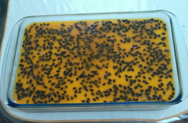 Mousse rápida de maracujá com calda