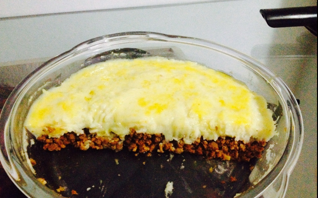 Escondidinho de batata com carne de soja