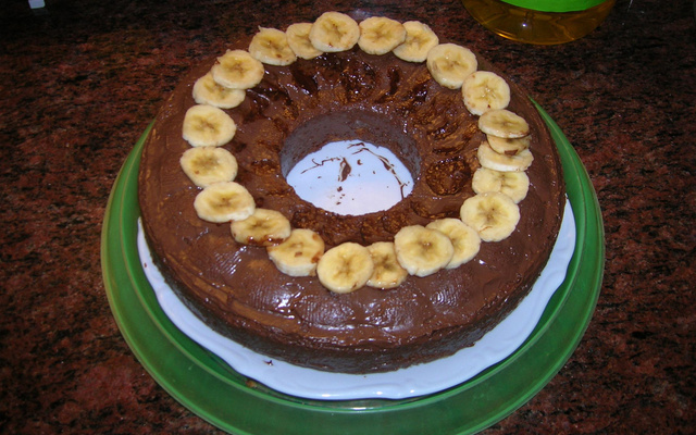 Bolo americano de banana com chocolate