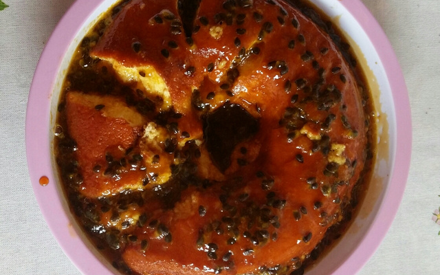 Pudim de maracujá com leite em pó