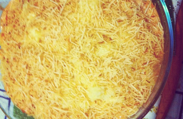 Batata recheada em travessa