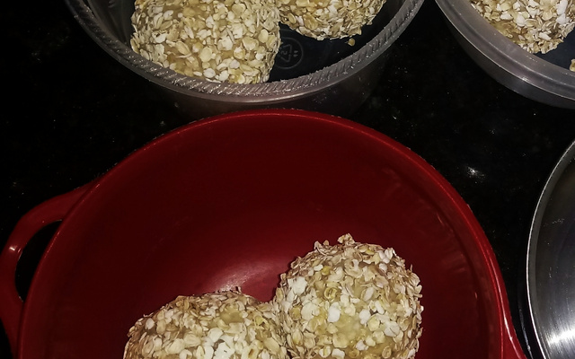 Salgadinho fit de batata doce com frango