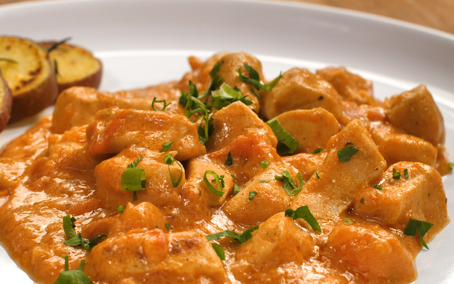 Strogonoff fit com batata-doce