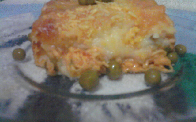 Bolo de batata com recheio de frango