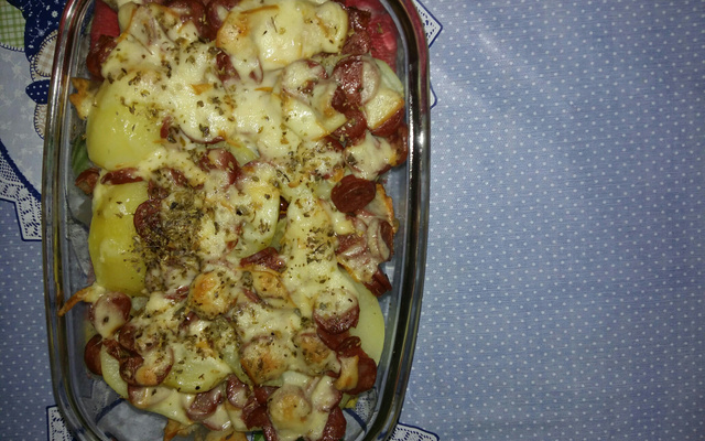 Batatas gratinadas com bacon