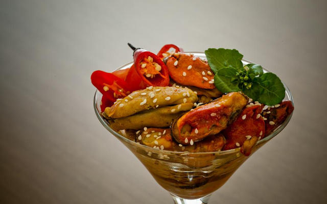 Mexilhões ao  vinagrete