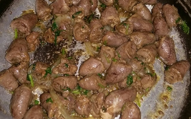 Coração de frango frito