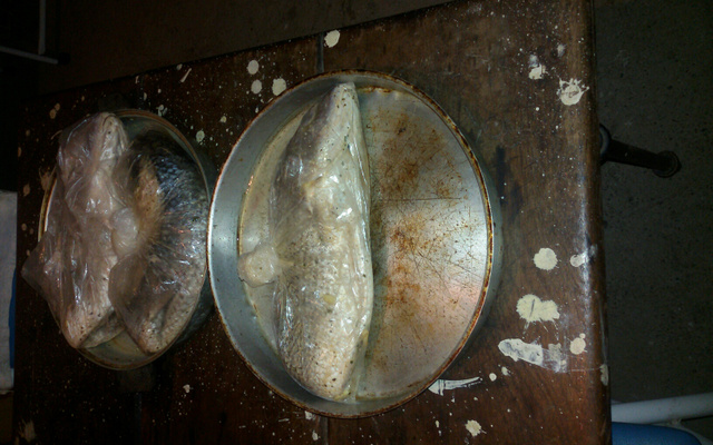 Peixe assado na brasa