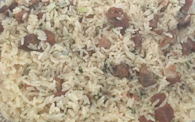 Arroz com carne de porco