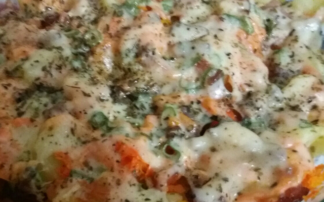 Batatas gratinadas com bacon