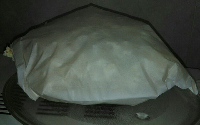 Pipoca de micro-ondas com milho comum sem óleo