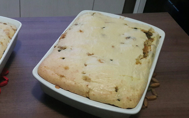 Bolo salgado de folhas e talos