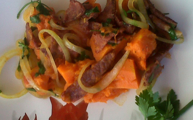 Lascas de carne seca com abóbora